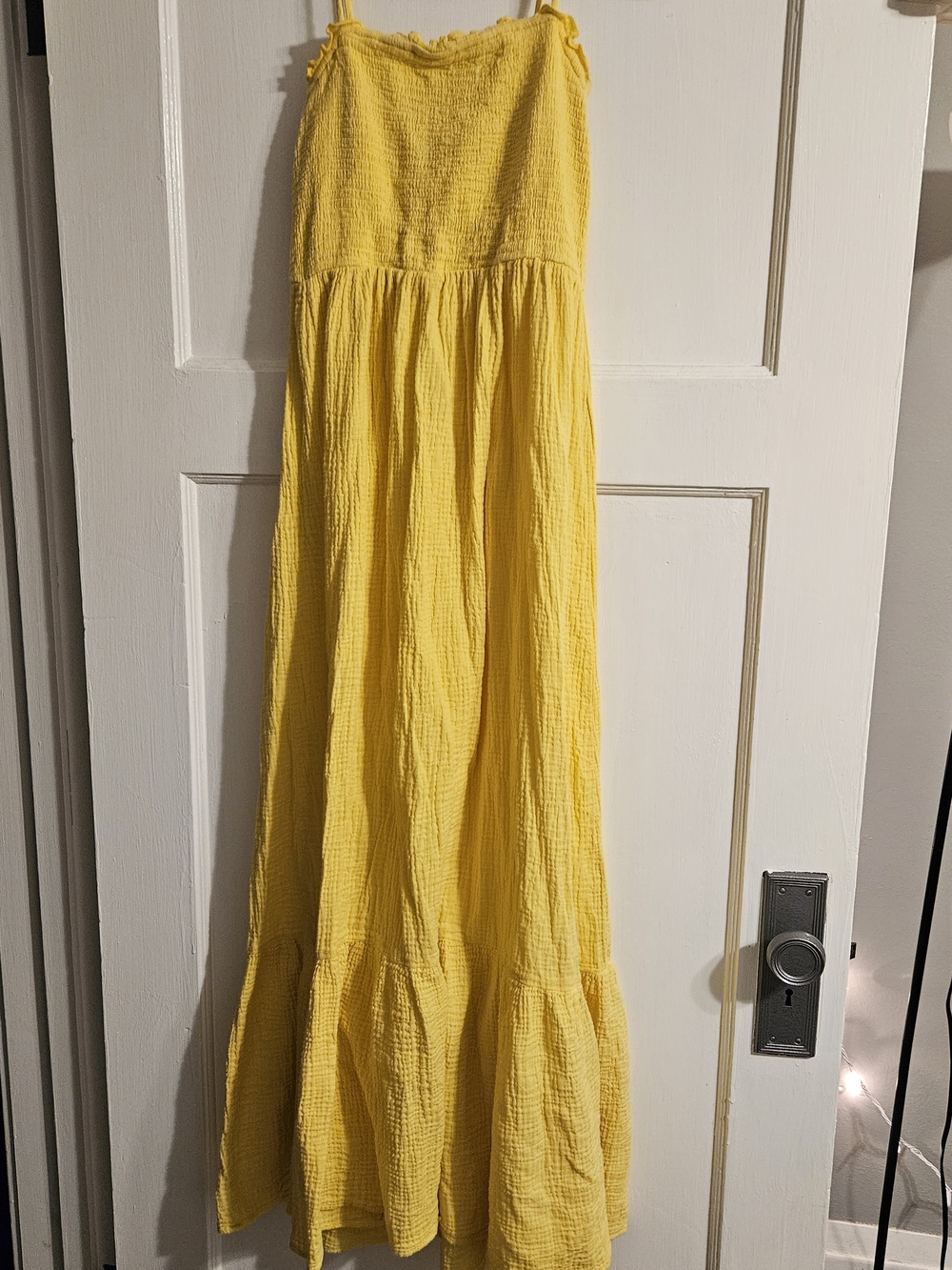 Vici Yellow Smocked Maxin dress